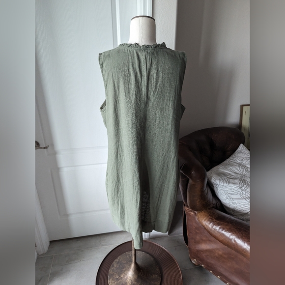 NWT Olive Drab Linen Mini Dress - Picture 3 of 5